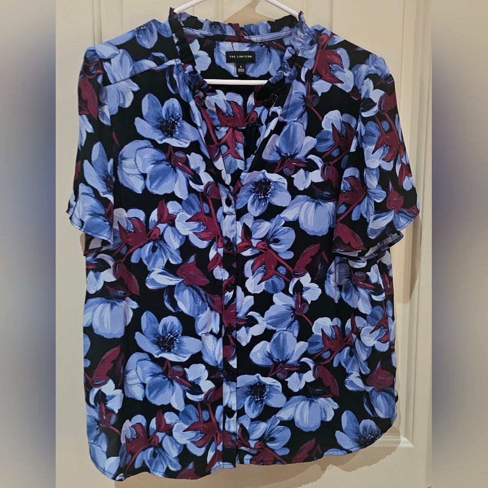 The Limited Floral Blouse - Blue and Purple